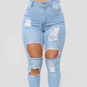 Fashion Nova Jeans - light wash ripped jeans Fashion Nova Jeans - light wash ripped jeans